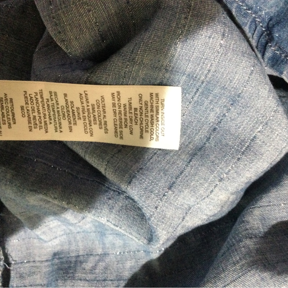 Chambray Button Henley Shirt - Light Blue - Picture 4 of 5